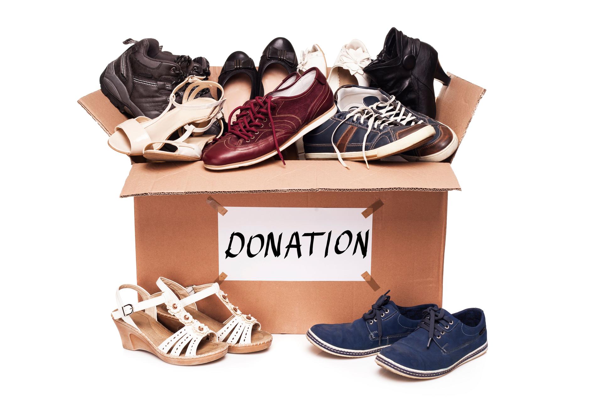 Donation box with shoes